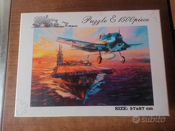 Puzzle 1500 raffigurante portaerei al tramonto 