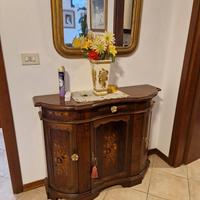 credenza madia sala arte povera con specchio