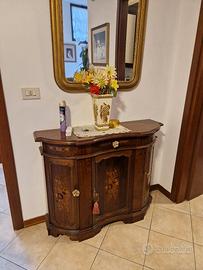 credenza madia sala arte povera con specchio