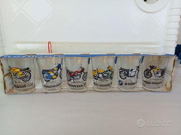6 Bicchierini Anni 70  "Motociclette"