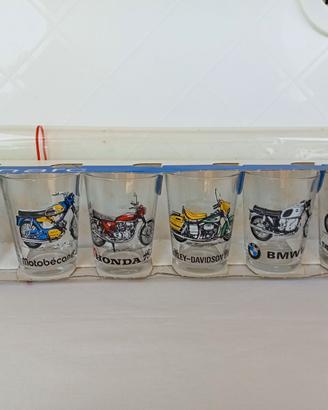 6 Bicchierini Anni 70  "Motociclette"