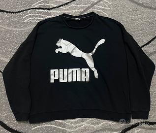 Felpa Puma Nera con Maxi Logo Argentato – Taglia M