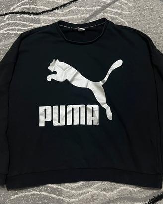 Felpa Puma Nera con Maxi Logo Argentato – Taglia M