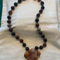 Collana vera corniola e argento lunghezza cm. 68
