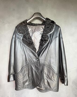 giacca in pelle con pelliccia