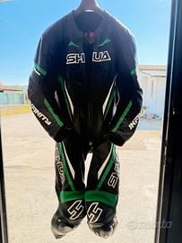 Tuta moto intera Shua nero verde