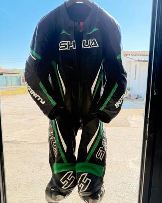 Tuta moto intera Shua nero verde
