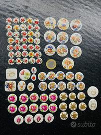 Lotto cabochon floreali in ceramica