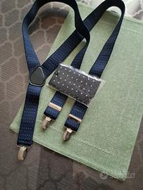 Set Bretelle+Pochette Seta,Nuovo