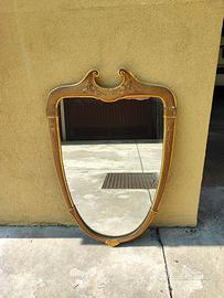 Specchio ovale da appendere in legno dorato 95x60