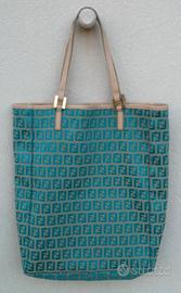 Fendi Vintage - Borsa in tela azzurro - turchese