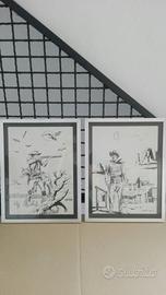 TEX | 2 Quadri metallo vetro | China Nera | 70