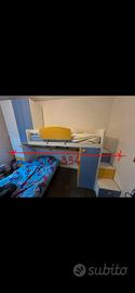Cameretta a ponte per bambini  bianca e azzurra 