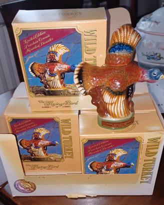 SET 4 RARE MIGNON CERAMICA WILD TURKEY VUOTE 5 CL.