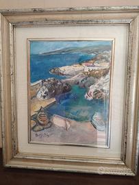 QUADRO PAESAGGIO MARINO CON BARCHE  Dalma Bresolin