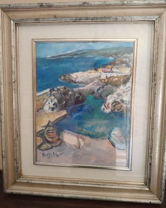 QUADRO PAESAGGIO MARINO CON BARCHE  Dalma Bresolin