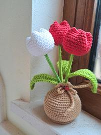 Tulipani in vaso uncinetto 