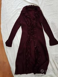 Spolverino donna a maglia color vinaccia