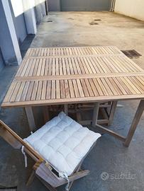 Tavolo da esterno in abete + 4 sedie