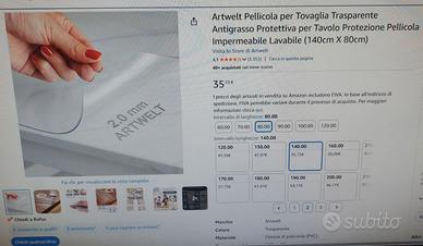 PELLICOLA TRASPARENTE PER TAVOLO SP. 2 MM - 180x40