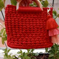 borsa in fettuccia  rosso  acceso