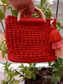 borsa in fettuccia  rosso  acceso