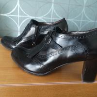 scarpe francesine con tacco vera pelle