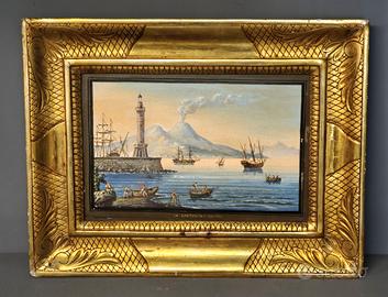 Dipinto Gouache napoletano – La Lanterna di Napoli