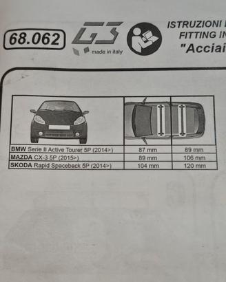 barre portatutto Bmw serie 2 A.T., Manda CX-3 + Sk