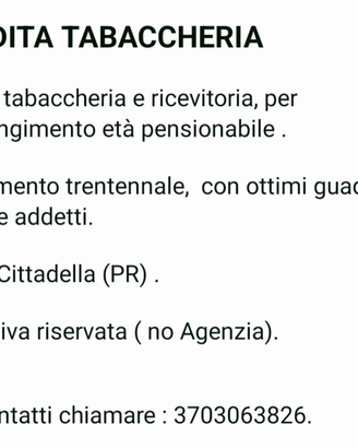 Vendita tabaccheria