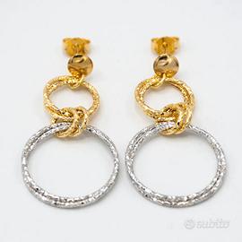 Orecchini in oro giallo e bianco 18 kt E.1111