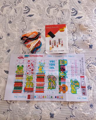Kit ricamo punto croce segnalibri cani –6segnalibr