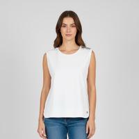 Maglia smanicata TG XL bianca scollo rotondo met