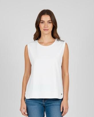 Maglia smanicata TG XL bianca scollo rotondo met