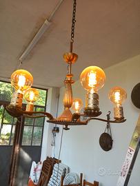 lampadario vintage in ottone 