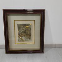 quadro paesaggio argento con cornice 