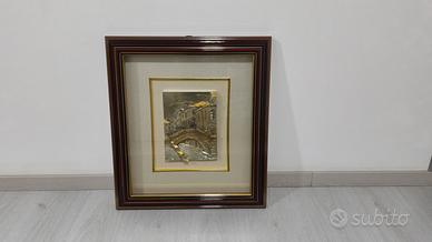 quadro paesaggio argento con cornice 