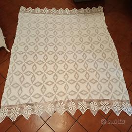 Coperta matrimoniale uncinetto fatta a mano bianca