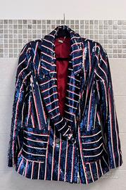 Giacca Blazer blu rosso bianco paillettes Tenax