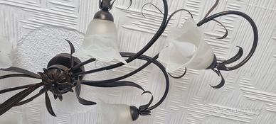 lampadario 6 luci +2  applique in vetro 