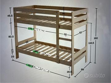 Letto a castello LUFE con 2 materassi, quasi nuovo
