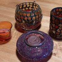 4 portacandela in vetro mosaico 