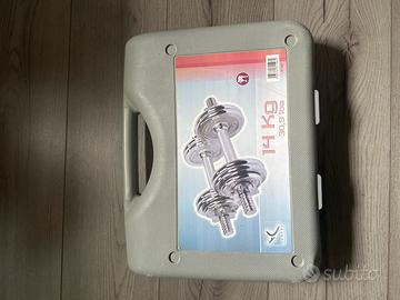 Set Domyos valigetta manubri cromati fino a 14 kg