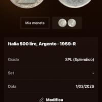 48 monete arg 500 lire caravelle 1959