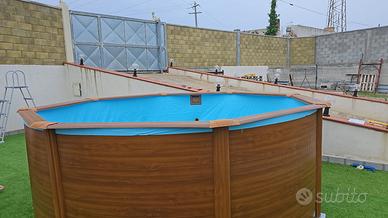 Piscina GRE fuori terra acciaio effetto legno 3,50