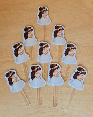 10 Cake Topper Comunione Bambina fatto a mano 