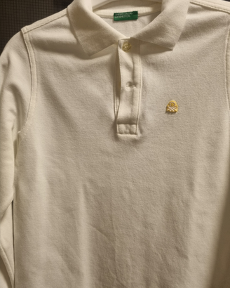Polo manica lunga bianca Benetton