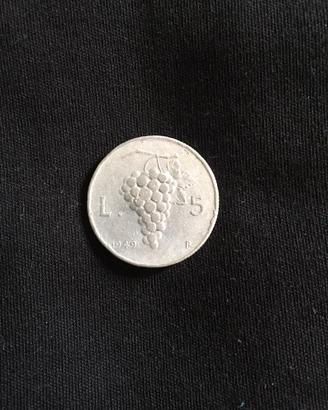 Moneta da 5 lire uva del 1949