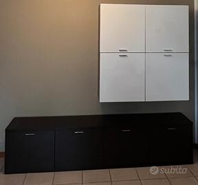 Composizione soggiorno moderna wengé e  bianca