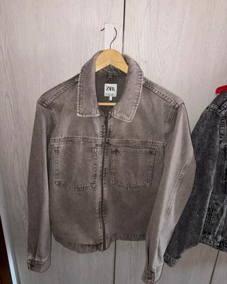 giacca in denim zara grigio